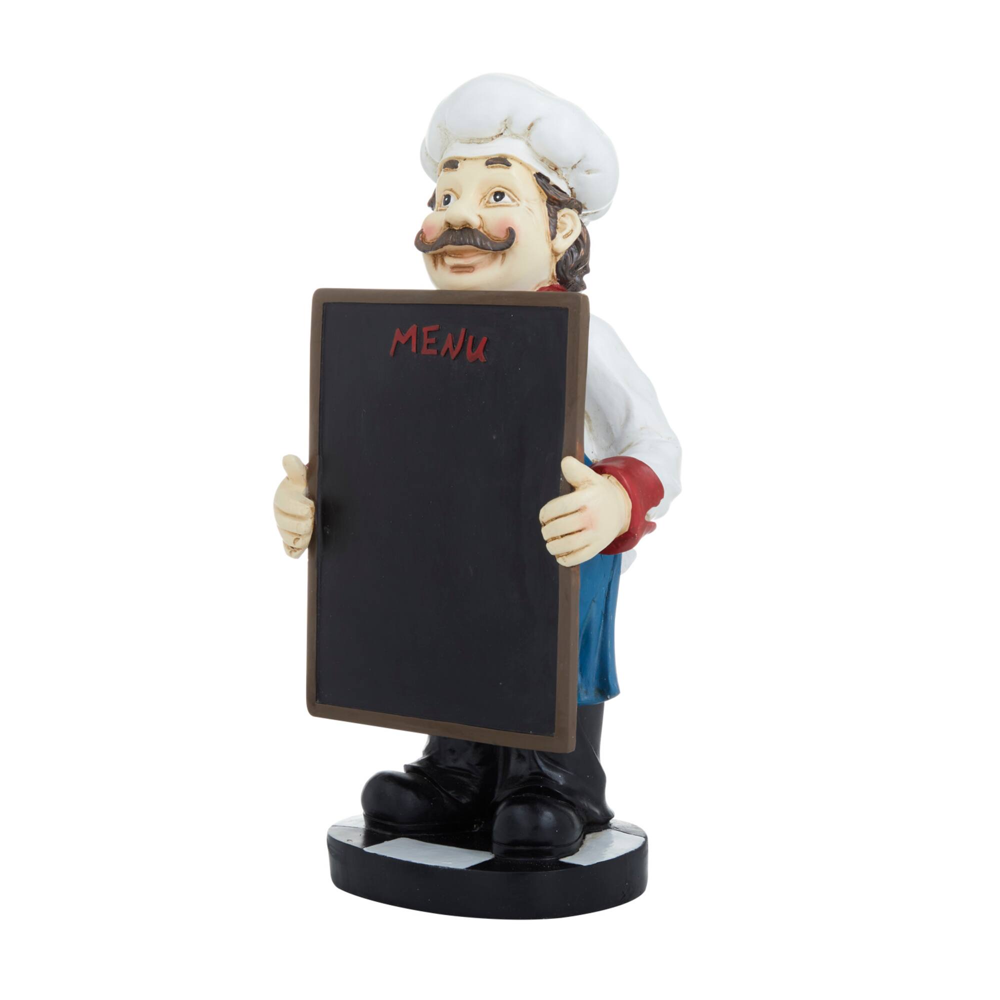 13" Polystone Chef with Black Chalkboard Sign